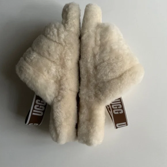 SOLD - UGG Fluff Yeah Shearling Slingback Sandal in Natural Sz 9 - Picture 5 of 9
